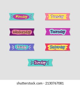 Notepad stickers sticky planner agenda status check list trendy lettering organizer calendar month date color scrapbooking reminder printable illustration vector.