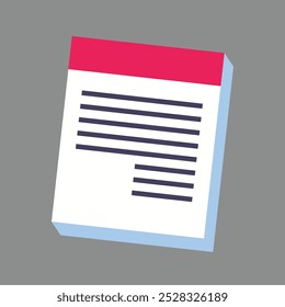 Notepad study closeup Icon Illustration.