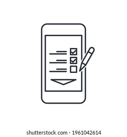 Notepad symbol and checklist. Vector linear illustration isolated on white background.