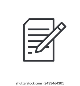 Notepad Symbol with Flat Icon Of Paper And Pen. Document, Notebook, Writing Pen Icon Vector Illustration