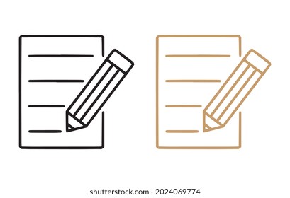 Notepad Symbol. Simple Flat Icon Of Paper And Pen. Notebook With Some Text. Vector Illustration