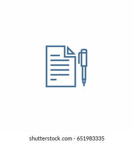 Notepad Symbol. Simple Flat Icon Of Paper And Pen. Notebook With Some Text Vector