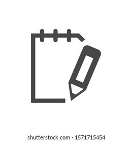 Notepad symbol vector icon. Simple flat icon of paper and pen vector icon. A laptop with specific text vector icon. Vector illustration