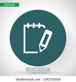 Notepad symbol vector icon. Simple flat icon of paper and pen vector icon. A laptop with specific text vector icon. Vector illustration