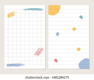 Notepad template with abstract pencil scribbles. Vector isolated illustration.