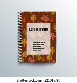 Notepad template with autumn background. Eps10 Vector illustration