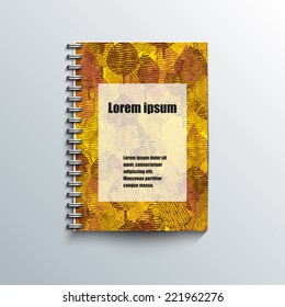 Notepad template with autumn background. Eps10 Vector illustration