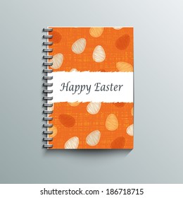 Notepad template with Easter background. Eps10 Vector illustration