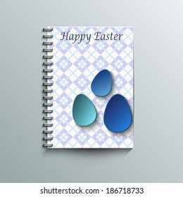 Notepad template with Easter background. Eps10 Vector illustration