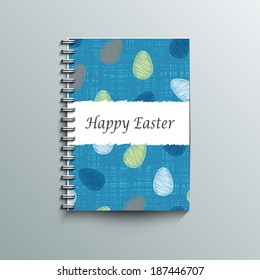 Notepad template with Easter background. Eps10 Vector illustration