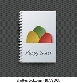 Notepad template with Easter background. Eps10 Vector illustration