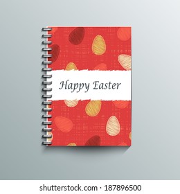 Notepad template with Easter background. Eps10 Vector illustration