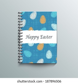 Notepad template with Easter background. Eps10 Vector illustration
