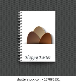 Notepad template with Easter background. Eps10 Vector illustration