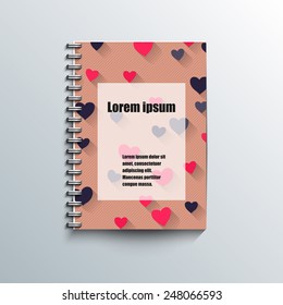 Notepad template with love background. Eps10 Vector illustration