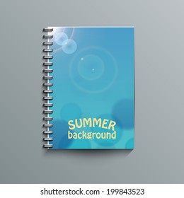 Notepad template with summer background. Eps10 Vector illustration
