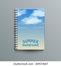 Notepad template with summer background. Eps10 Vector illustration