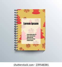 Notepad template with winter background. Eps10 Vector illustration