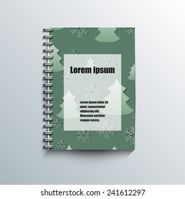 Notepad template with winter background. Eps10 Vector illustration