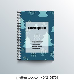 Notepad template with winter background. Eps10 Vector illustration