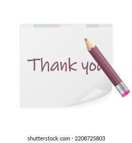 Notepad thank you text on a white background. Vector illustration.
