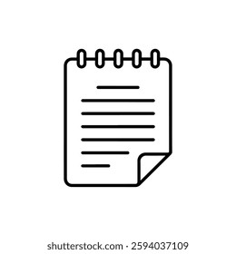 Notepad Thin Line Icon – A Simple Representation of a Digital or Physical Notepad for Taking Notes