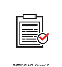 notepad with a tick in the bottom corner