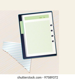 notepad and a torn sheet on the table