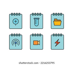 notepad and user inter face icons set