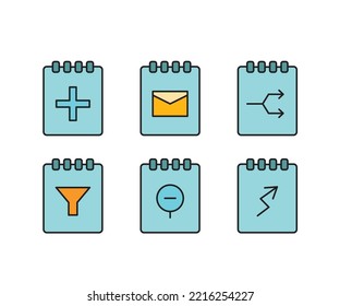 notepad and user inter face icons set