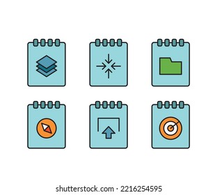 notepad and user inter face icons set