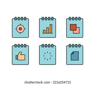 notepad and user inter face icons set