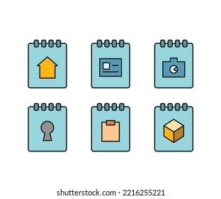 notepad and user inter face icons set