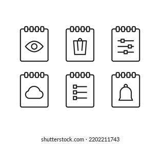 notepad and user interface icons set