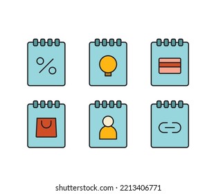 notepad and user interface icons set