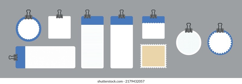 Notepad in various styles in blue color.