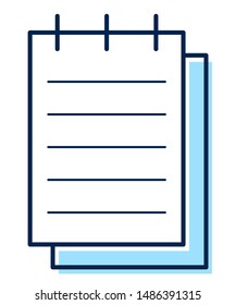 Notepad vector business icon with blue color.