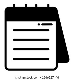 notepad vector glyph icon, school and education icon