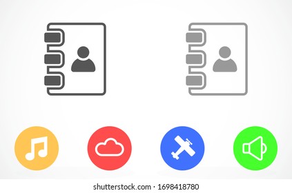 Icono vectorial del Bloc de notas. Ilustración negra aislada para diseño gráfico y web. Icono vectorial del Bloc de notas. sobre fondo blanco. Icono vectorial del Bloc de notas.