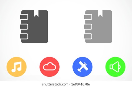 Icono vectorial del Bloc de notas. Ilustración negra aislada para diseño gráfico y web. Icono vectorial del Bloc de notas. sobre fondo blanco. Icono vectorial del Bloc de notas.