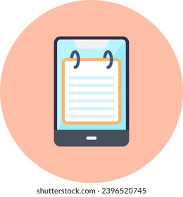 Notepad Vector Icon Flat Circle Style