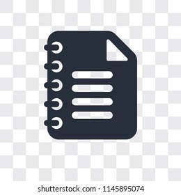 Notepad vector icon isolated on transparent background, Notepad logo concept