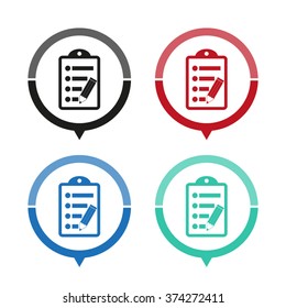 notepad - vector icon; map pointer;  message bubble