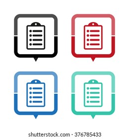 notepad - vector icon; map pointer;  message bubble