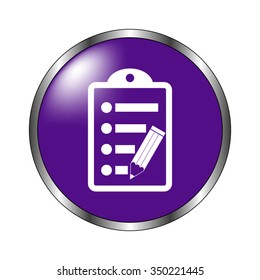 notepad - vector icon; violet button