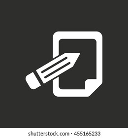 Notepad vector icon. White illustration isolated on black background for graphic and web design.