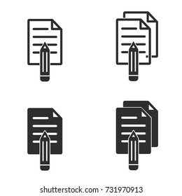 Notepad vector icons set. black Illustration isolated for graphic and web design.