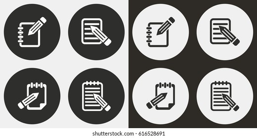 Notepad vector icons set. Illustration isolated for graphic and web design.