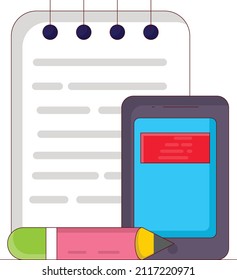 notepad Vector illustration on a transparent background. Premium quality symmbols. Vector line flat icons for concept and graphic design. 