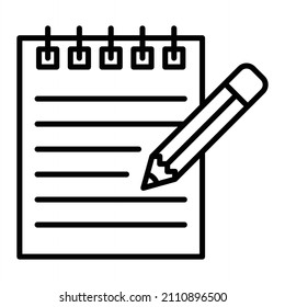Notepad Vector Outline Icon Isolated On White Background
